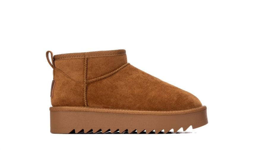Botin Suela Goma Plano Camel