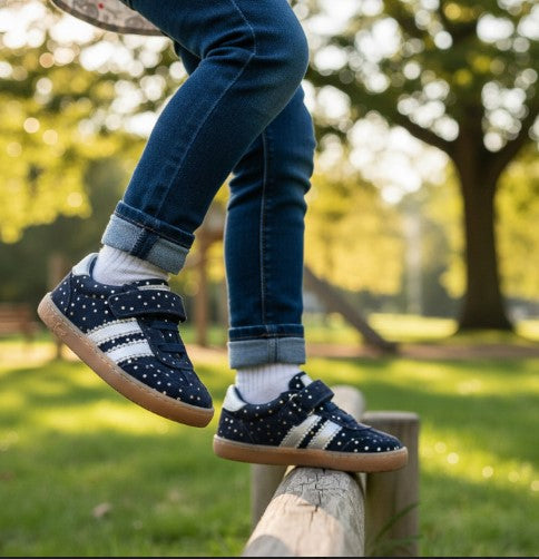 DEPORTIVA BAREFOOT AZUL CON PUNTOS